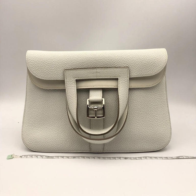 Hermes愛馬仕 halzan31 8L冰川白 銀扣TC皮 X刻-0