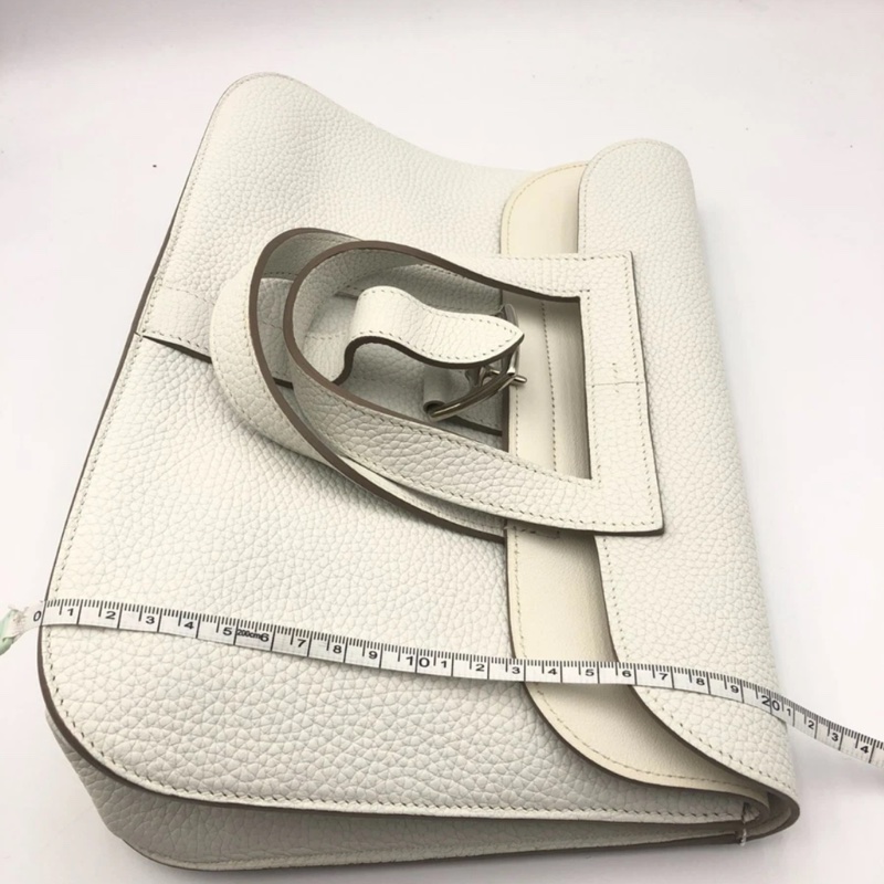 Hermes愛馬仕 halzan31 8L冰川白 銀扣TC皮 X刻-17