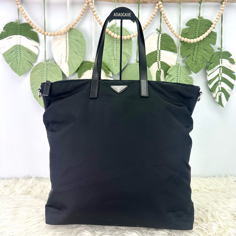PRADA Vitello Daino 黑金牛皮Tote Bag-0