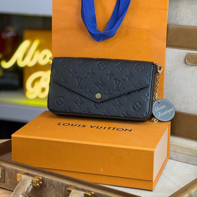 上架中🔑Louis Vuitton 經典黑牛皮壓花晚宴包-26