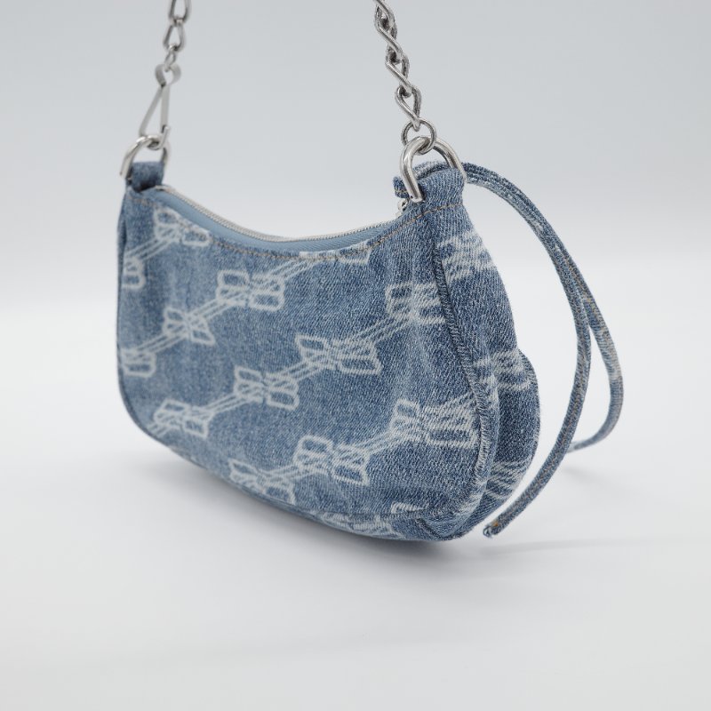 Balenciaga 巴黎世家 Le Cagole Mini 字母老花 牛仔布 藍色 丹寧 鏈帶包 可頌包-4