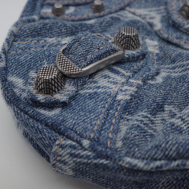 Balenciaga 巴黎世家 Le Cagole Mini 字母老花 牛仔布 藍色 丹寧 鏈帶包 可頌包-9