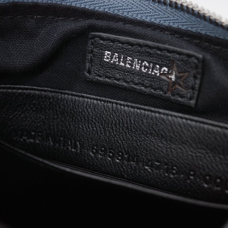 Balenciaga 巴黎世家 Le Cagole Mini 字母老花 牛仔布 藍色 丹寧 鏈帶包 可頌包-11