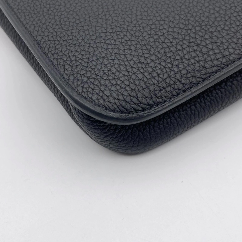 Hermes愛馬仕 SteveLightjunior黑色銀扣Togo皮信差包斜挎包，w刻，size：27*23*4.5-11