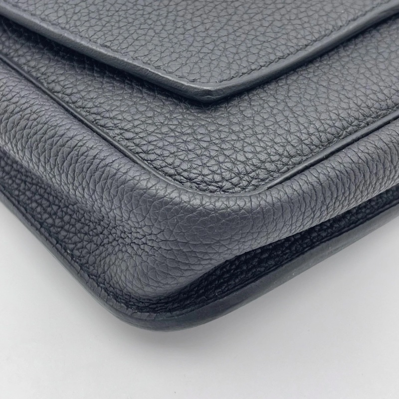 Hermes愛馬仕 SteveLightjunior黑色銀扣Togo皮信差包斜挎包，w刻，size：27*23*4.5-12