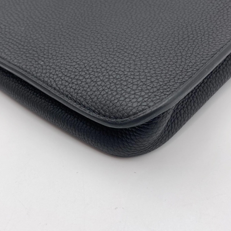 Hermes愛馬仕 SteveLightjunior黑色銀扣Togo皮信差包斜挎包，w刻，size：27*23*4.5-16