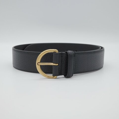 Gucci古馳 經典 仿舊金屬扣環 小牛皮 腰帶 古黃銅 D 型環扣 腰帶