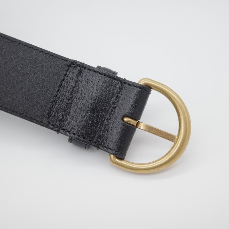 Gucci古馳 經典 仿舊金屬扣環 小牛皮 腰帶 古黃銅 D 型環扣 腰帶-3