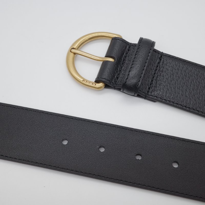 Gucci古馳 經典 仿舊金屬扣環 小牛皮 腰帶 古黃銅 D 型環扣 腰帶-4