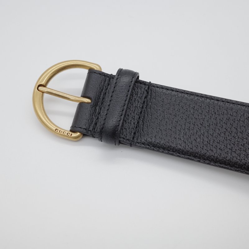 Gucci古馳 經典 仿舊金屬扣環 小牛皮 腰帶 古黃銅 D 型環扣 腰帶-6