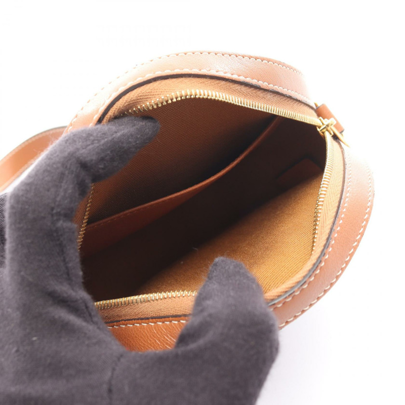 CELINE 圓形 Triomphe 肩斜背包 10G342CAM 帆布皮革 二手-2