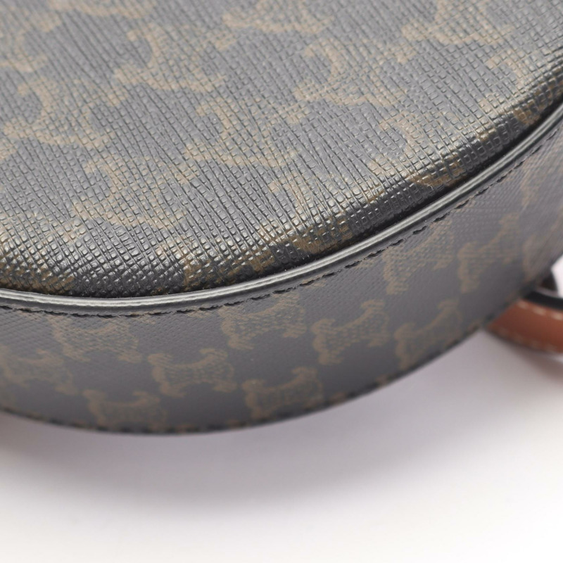 CELINE 圓形 Triomphe 肩斜背包 10G342CAM 帆布皮革 二手-5
