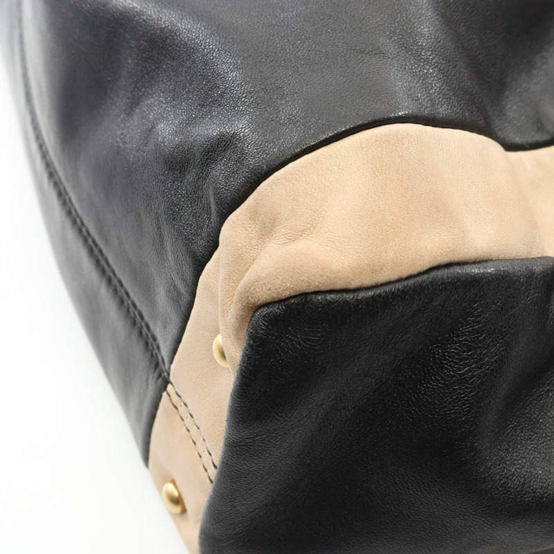 香奈兒 COCO 標誌鏈條手提包，黑色米色皮革，金色五金，二手，女士 CC-5