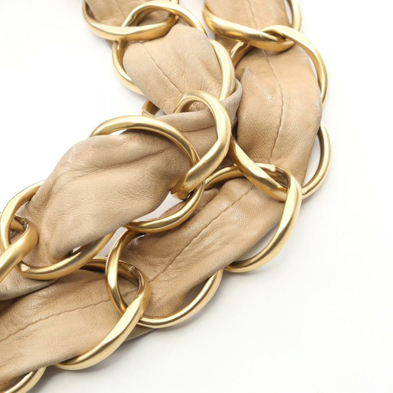 香奈兒 COCO 標誌鏈條手提包，黑色米色皮革，金色五金，二手，女士 CC-6