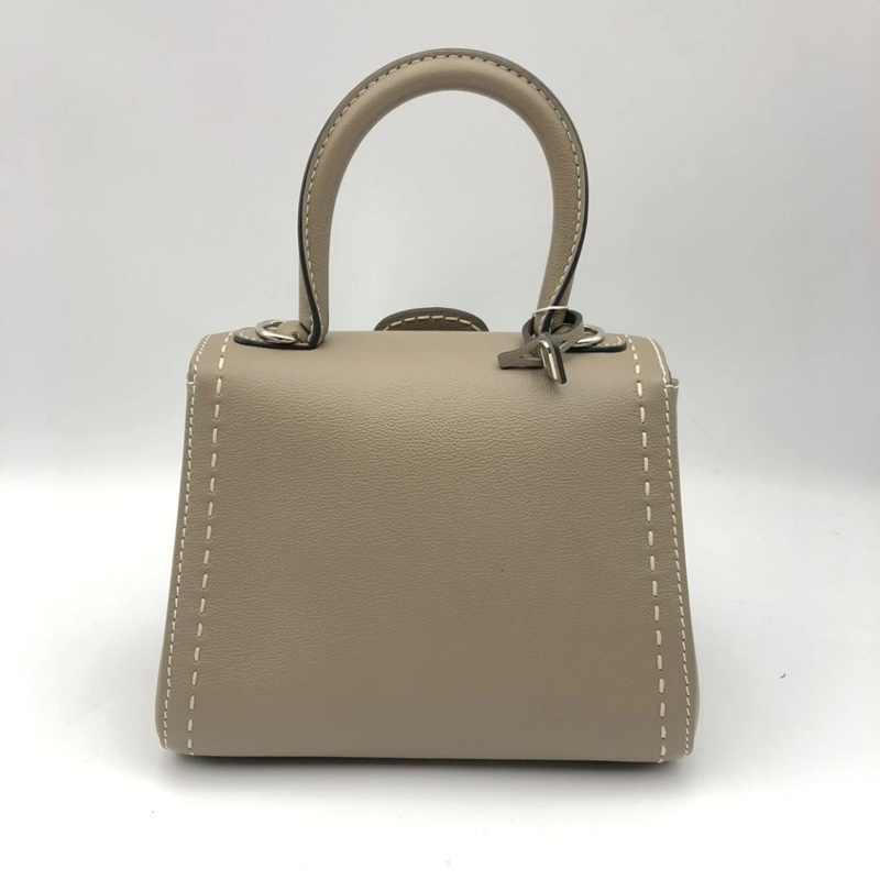 Delvaux德爾沃Brilliant+mini大象灰外縫線牛皮搭扣包手提斜挎包,size：20*15cm-1