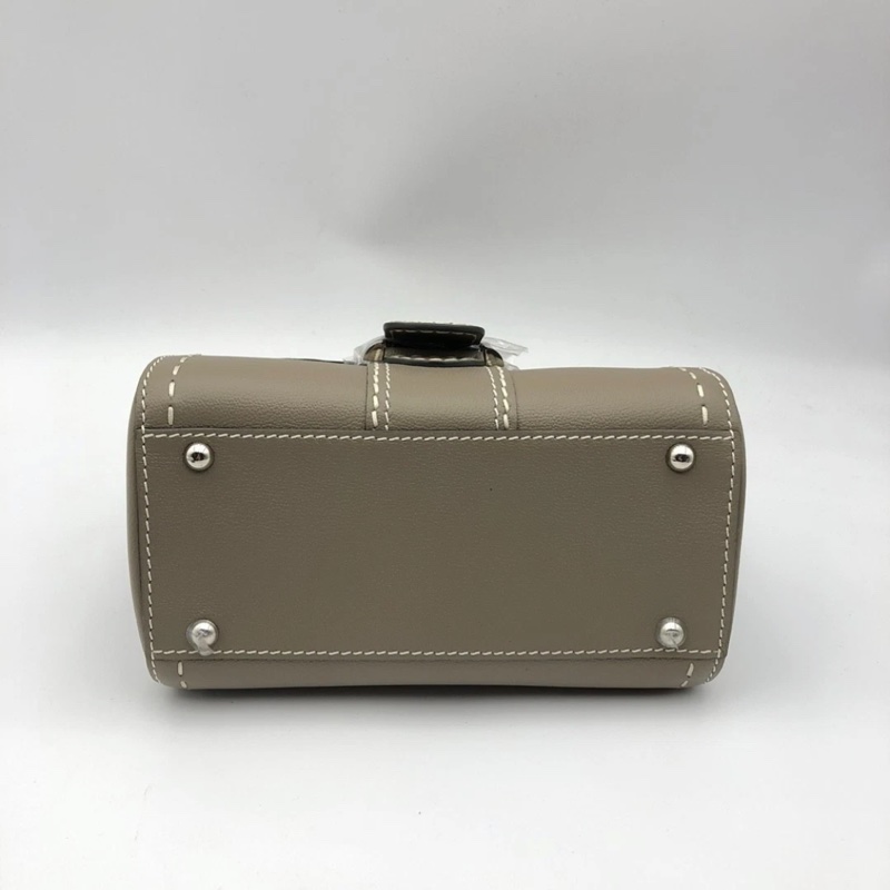 Delvaux德爾沃Brilliant+mini大象灰外縫線牛皮搭扣包手提斜挎包,size：20*15cm-3