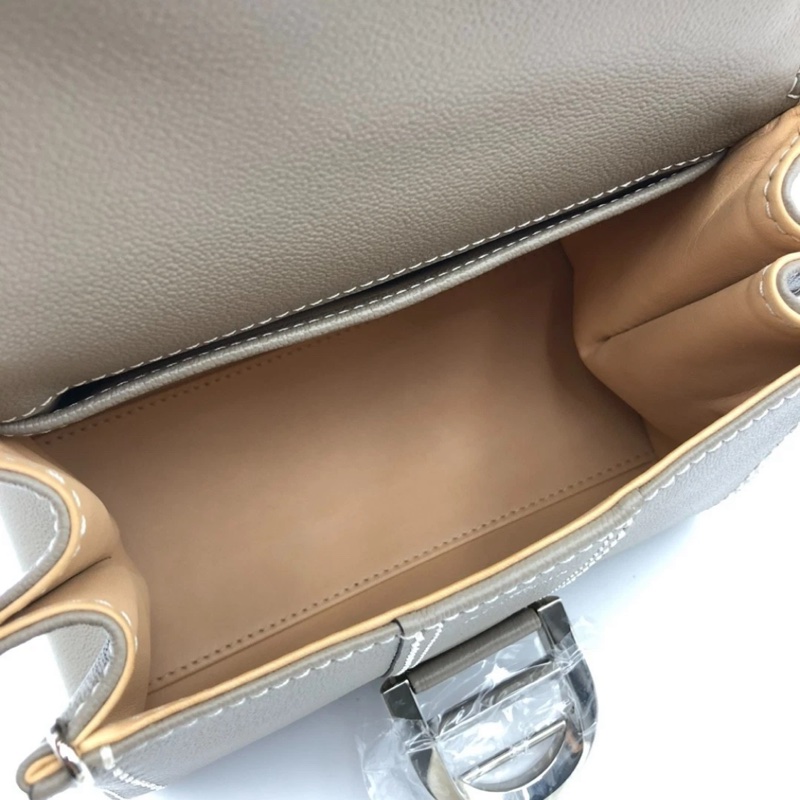 Delvaux德爾沃Brilliant+mini大象灰外縫線牛皮搭扣包手提斜挎包,size：20*15cm-4