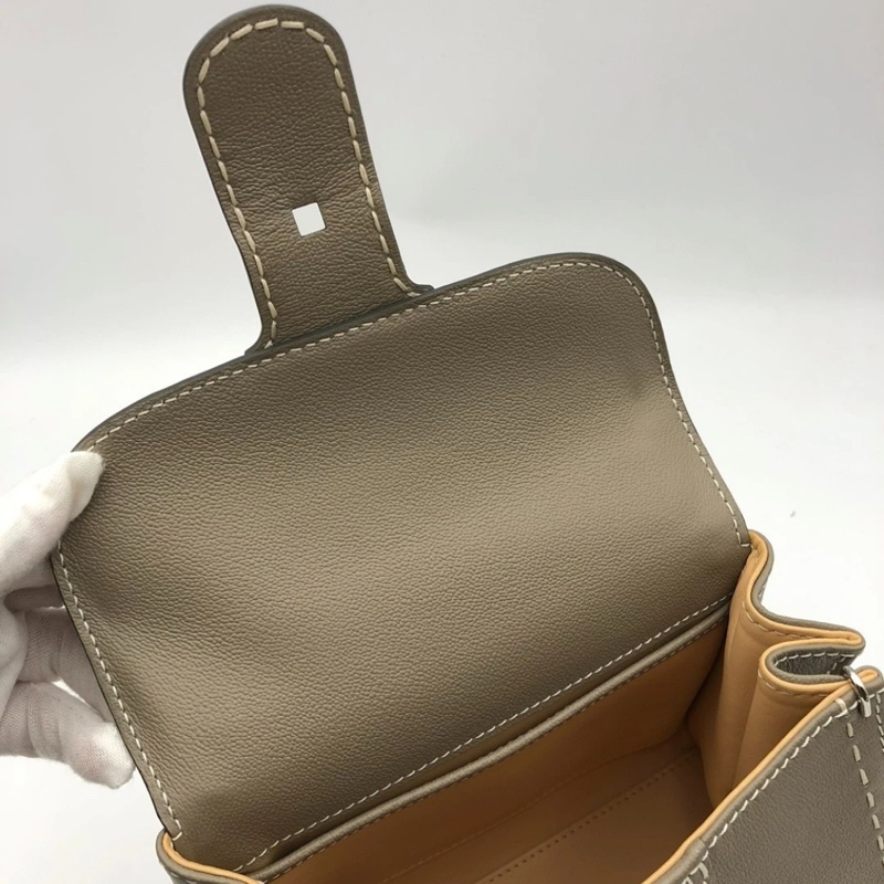 Delvaux德爾沃Brilliant+mini大象灰外縫線牛皮搭扣包手提斜挎包,size：20*15cm-5