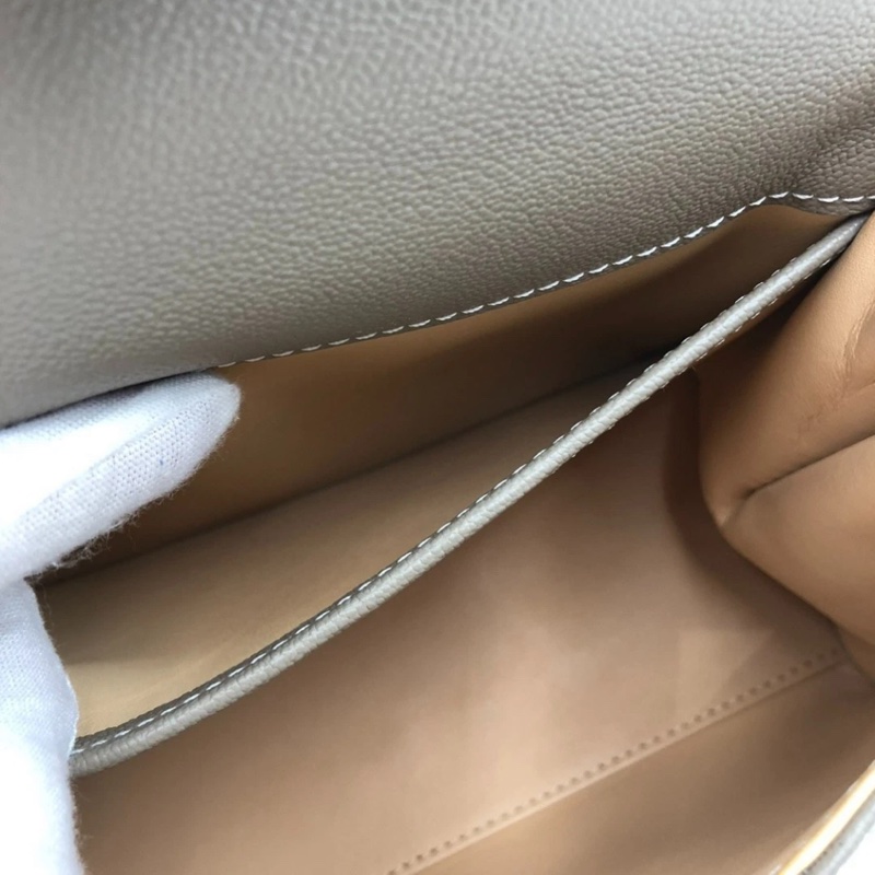 Delvaux德爾沃Brilliant+mini大象灰外縫線牛皮搭扣包手提斜挎包,size：20*15cm-9