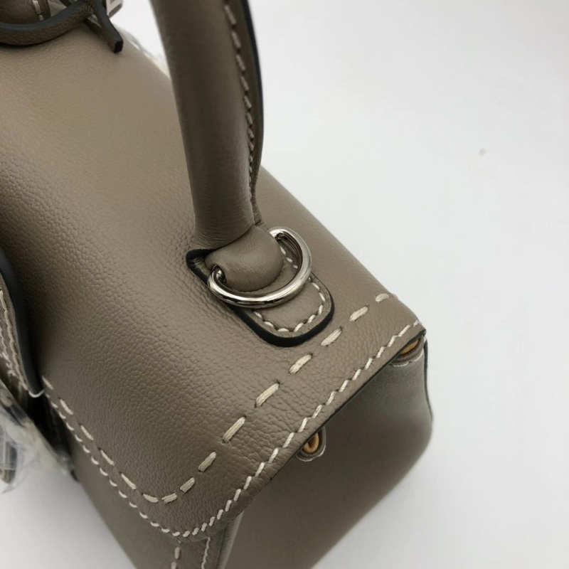 Delvaux德爾沃Brilliant+mini大象灰外縫線牛皮搭扣包手提斜挎包,size：20*15cm-11