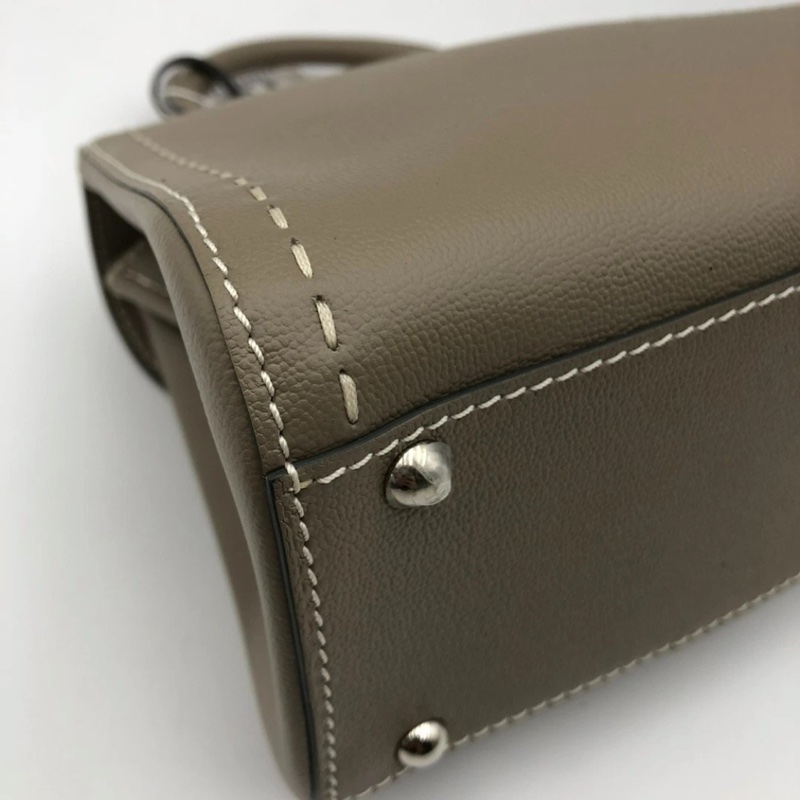 Delvaux德爾沃Brilliant+mini大象灰外縫線牛皮搭扣包手提斜挎包,size：20*15cm-14