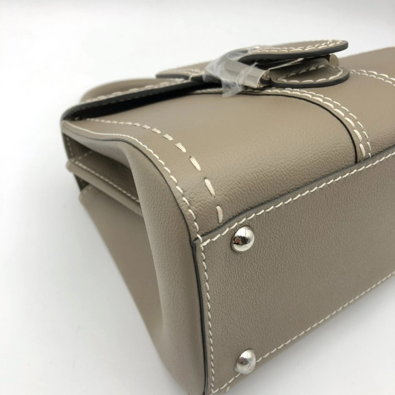 Delvaux德爾沃Brilliant+mini大象灰外縫線牛皮搭扣包手提斜挎包,size：20*15cm-16