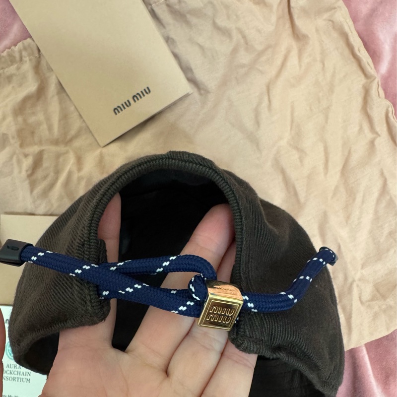 Miu Miu 深棕咖啡色藍色抽繩M號-7