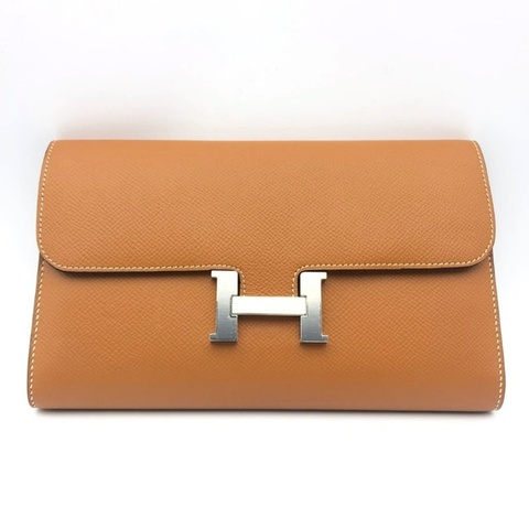 Hermes愛馬仕康康 constance 錢包金棕色銀扣e皮，加一個肩帶秒變to go ，A刻，尺寸20.5cm x 13cm x 2cm