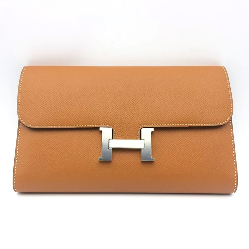 Hermes愛馬仕康康 constance 錢包金棕色銀扣e皮，加一個肩帶秒變to go ，A刻，尺寸20.5cm x 13cm x 2cm-0