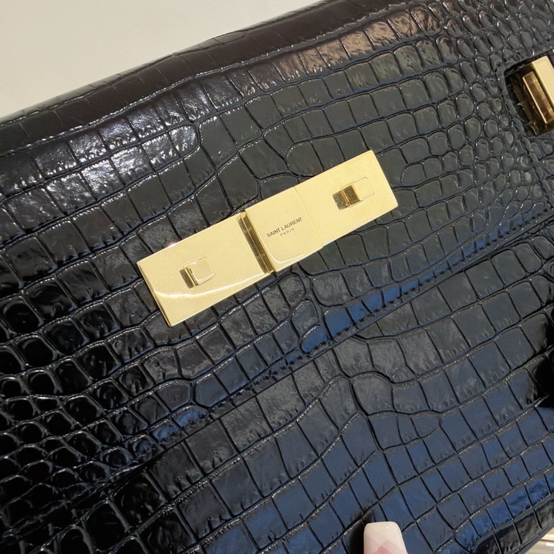 【全新品】YSL聖羅蘭 黑金 鰐魚紋曼哈頓 稀有小號斜挎包-5