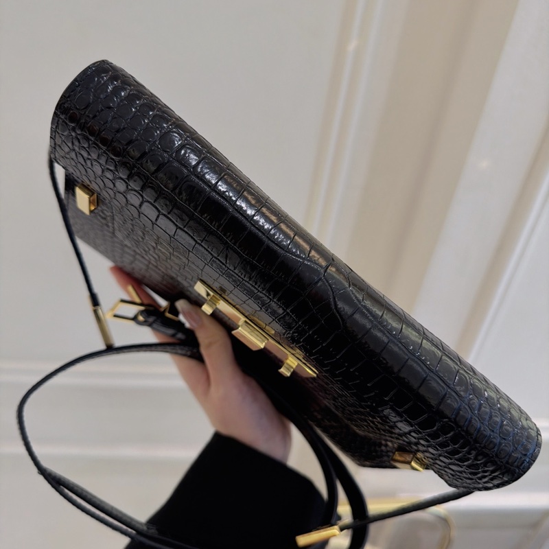 【全新品】YSL聖羅蘭 黑金 鰐魚紋曼哈頓 稀有小號斜挎包-6