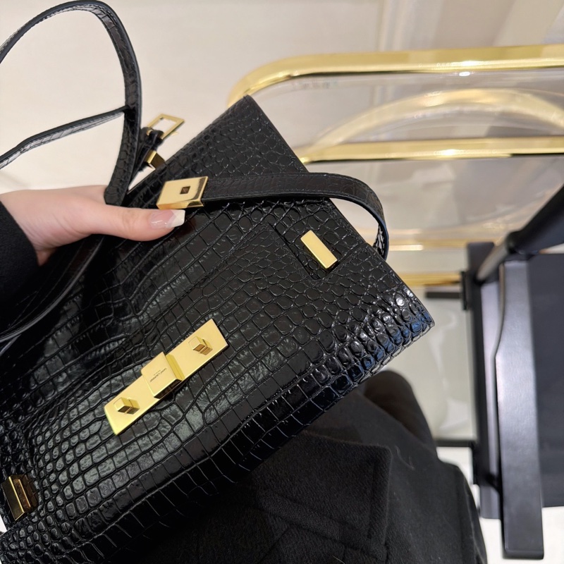 【全新品】YSL聖羅蘭 黑金 鰐魚紋曼哈頓 稀有小號斜挎包-8