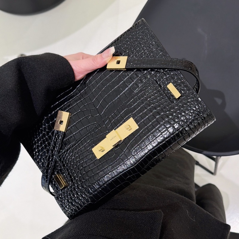 【全新品】YSL聖羅蘭 黑金 鰐魚紋曼哈頓 稀有小號斜挎包-9