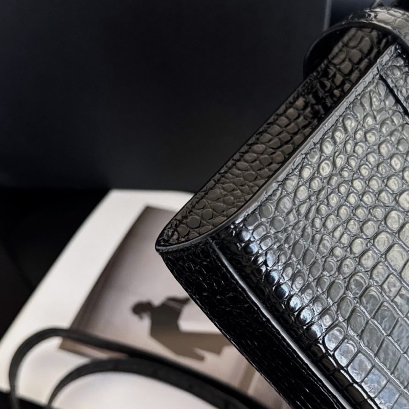 【全新品】YSL聖羅蘭 黑金 鰐魚紋曼哈頓 稀有小號斜挎包-13