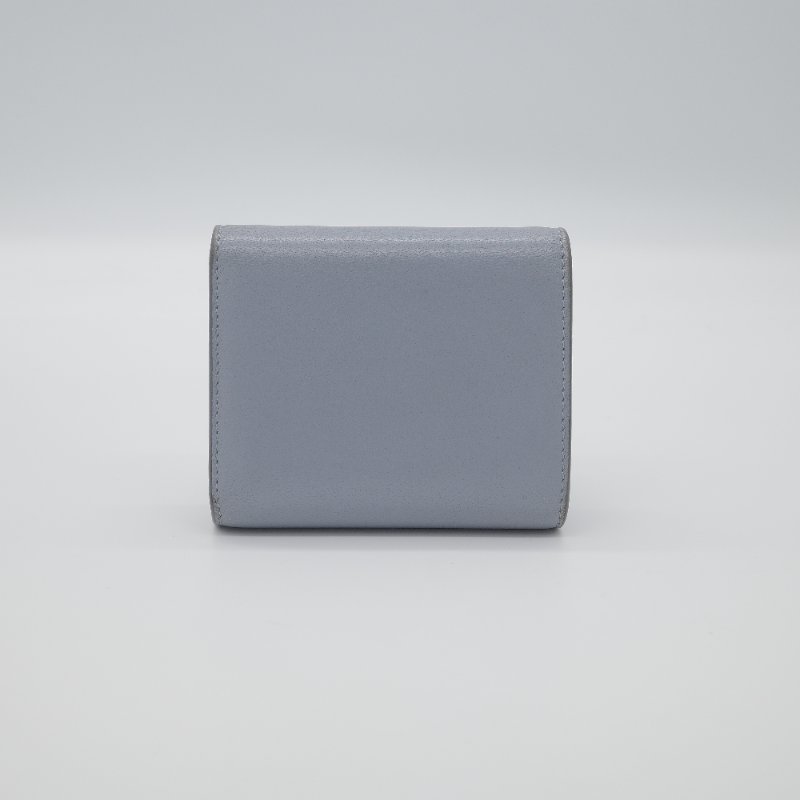 Celine 思琳 Triomphe 經典凱旋門 紫羅藍色 亮面光滑 小牛皮 翻蓋 三折短夾-3