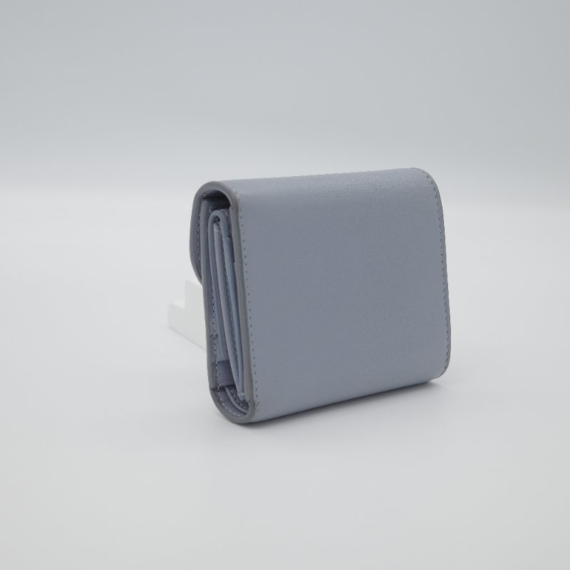 Celine 思琳 Triomphe 經典凱旋門 紫羅藍色 亮面光滑 小牛皮 翻蓋 三折短夾-4