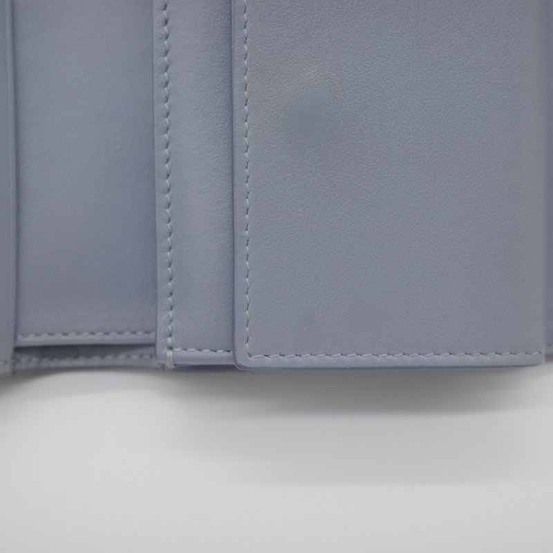 Celine 思琳 Triomphe 經典凱旋門 紫羅藍色 亮面光滑 小牛皮 翻蓋 三折短夾-7