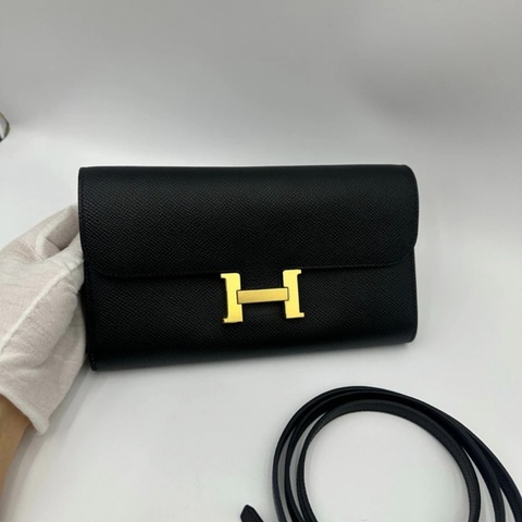 Hermes constance 康康to go 斜挎包，epsom皮黑金，尺寸：20.5cm×12cm×3.5cm ，B刻