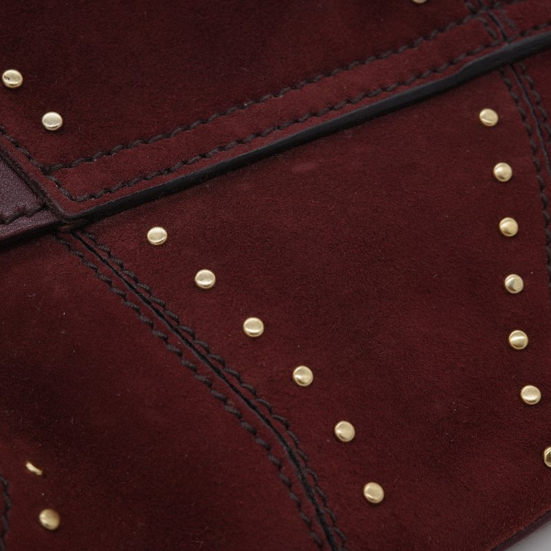 Gucci古馳 Horsebit 1955 馬鞍包 復古棕紅色 麂皮 酒鉚釘 馬銜扣 手拿包 鏈帶包-6