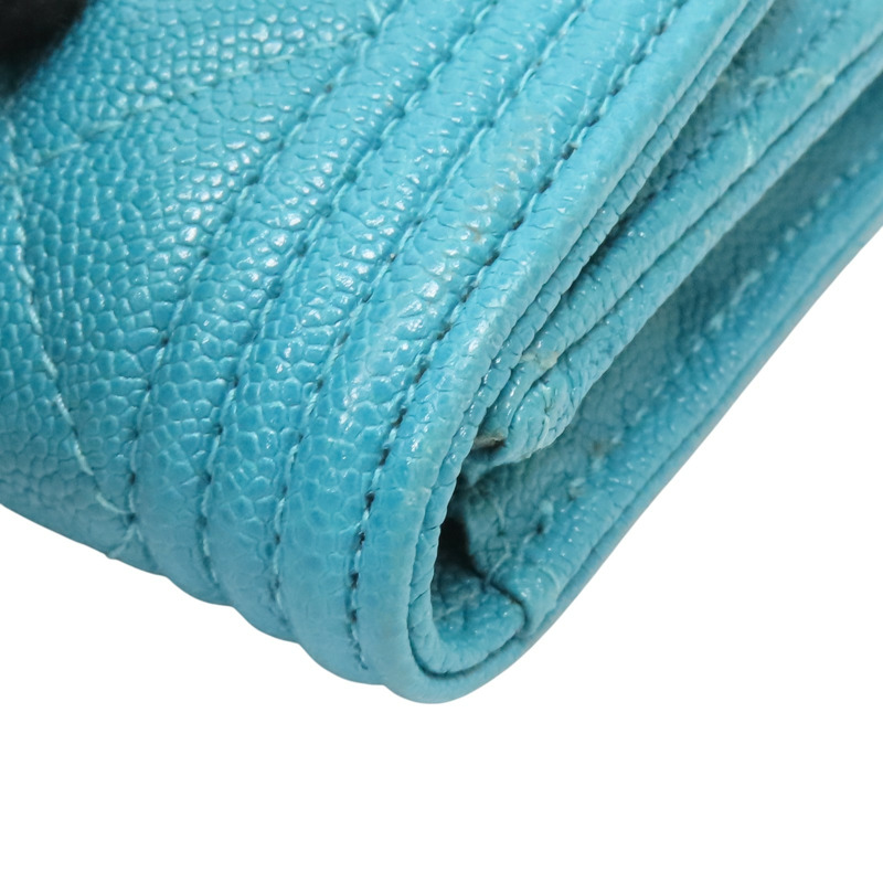 綠色 荔枝紋牛皮 BOY 扣式短夾【CHANEL 香奈兒】-13