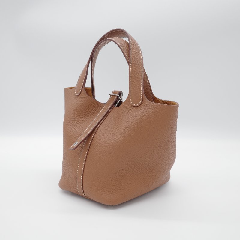 【配件超級全♥️保存品超級新】Hermès 愛馬仕 Picotin 18 金棕色 銀扣 菜籃子18 TC 牛皮 手提包 U 刻-2