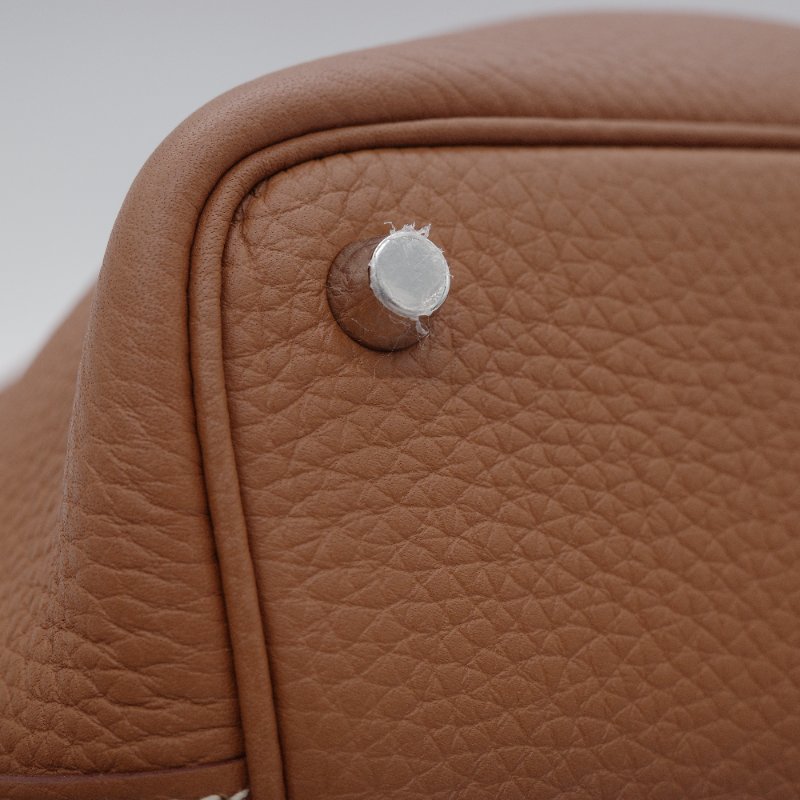 【配件超級全♥️保存品超級新】Hermès 愛馬仕 Picotin 18 金棕色 銀扣 菜籃子18 TC 牛皮 手提包 U 刻-9