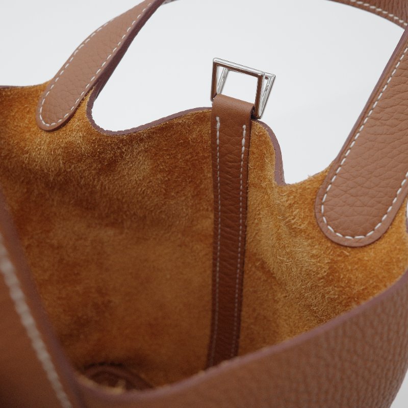 【配件超級全♥️保存品超級新】Hermès 愛馬仕 Picotin 18 金棕色 銀扣 菜籃子18 TC 牛皮 手提包 U 刻-13