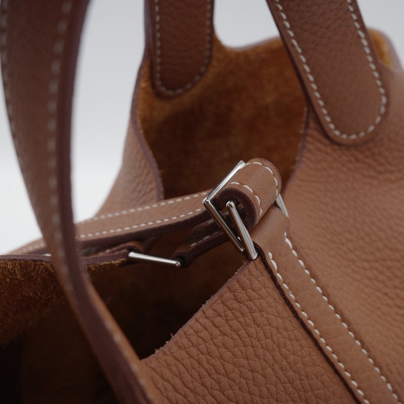 【配件超級全♥️保存品超級新】Hermès 愛馬仕 Picotin 18 金棕色 銀扣 菜籃子18 TC 牛皮 手提包 U 刻-14