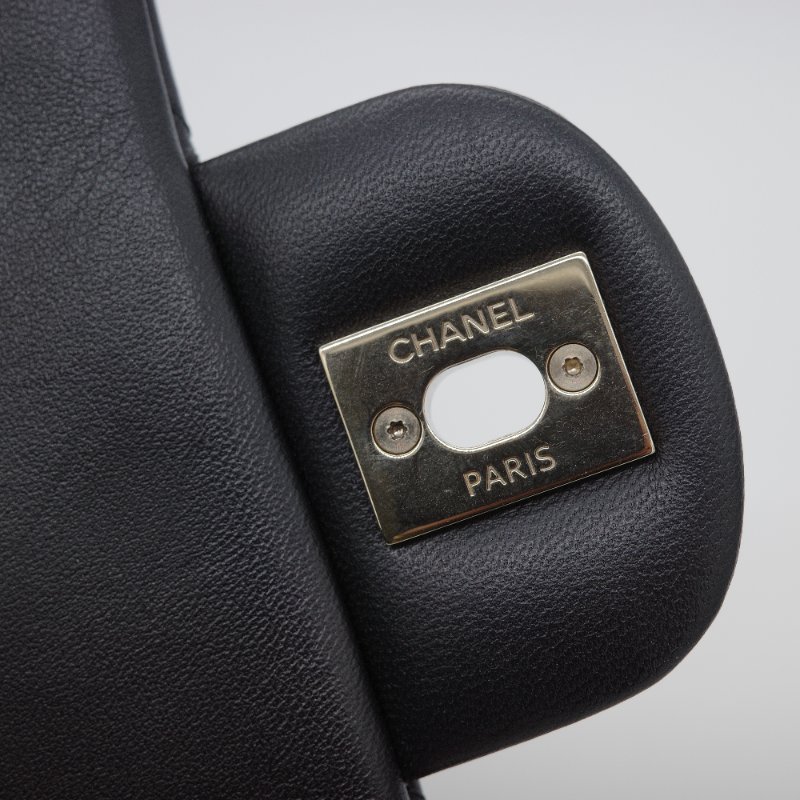 Chanel 香奈兒 CF Mini Square 迷你方胖子 黑色 小羊皮 淺金扣 翻蓋包 斜背包 肩背包-14