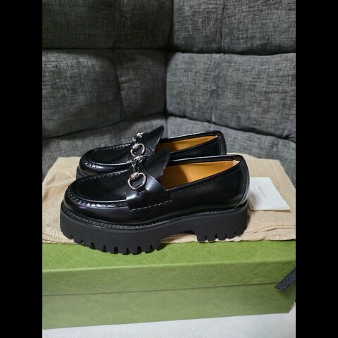 [全新]Gucci 經典馬銜扣厚底樂福鞋 35+