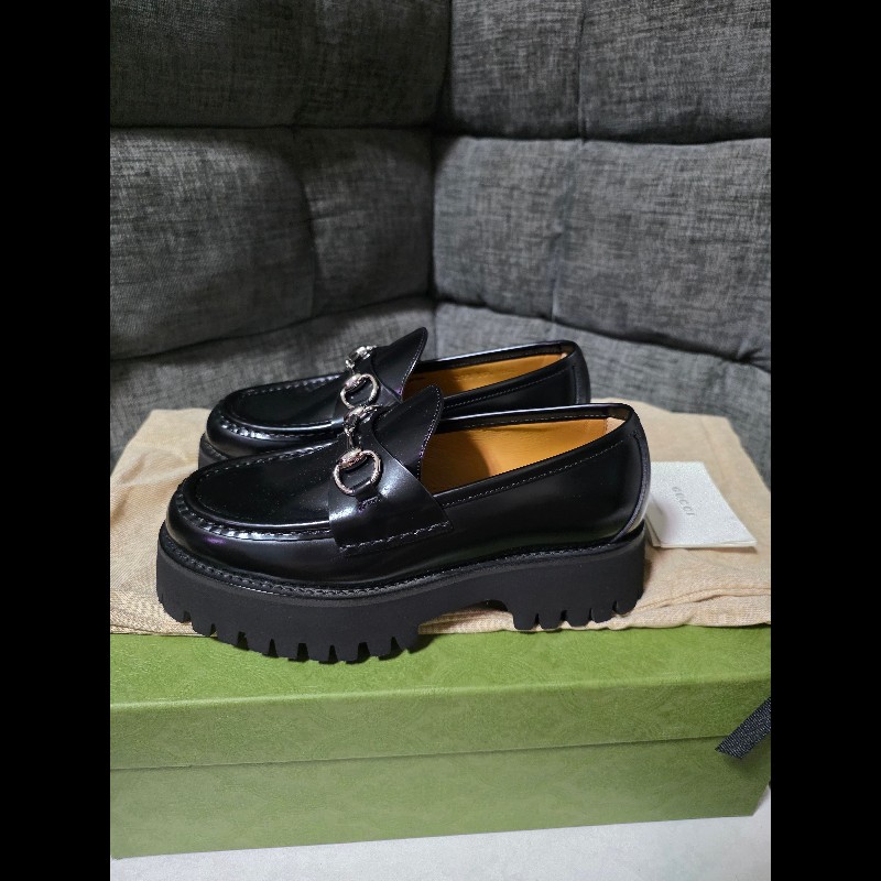 [全新]Gucci 經典馬銜扣厚底樂福鞋 35+-0