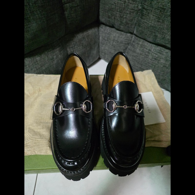 [全新]Gucci 經典馬銜扣厚底樂福鞋 35+-2
