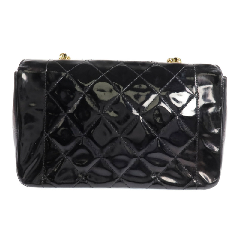 CHANEL 漆皮皮革Vintage Chain Sholder Bag金扣鏈帶肩背袋-2