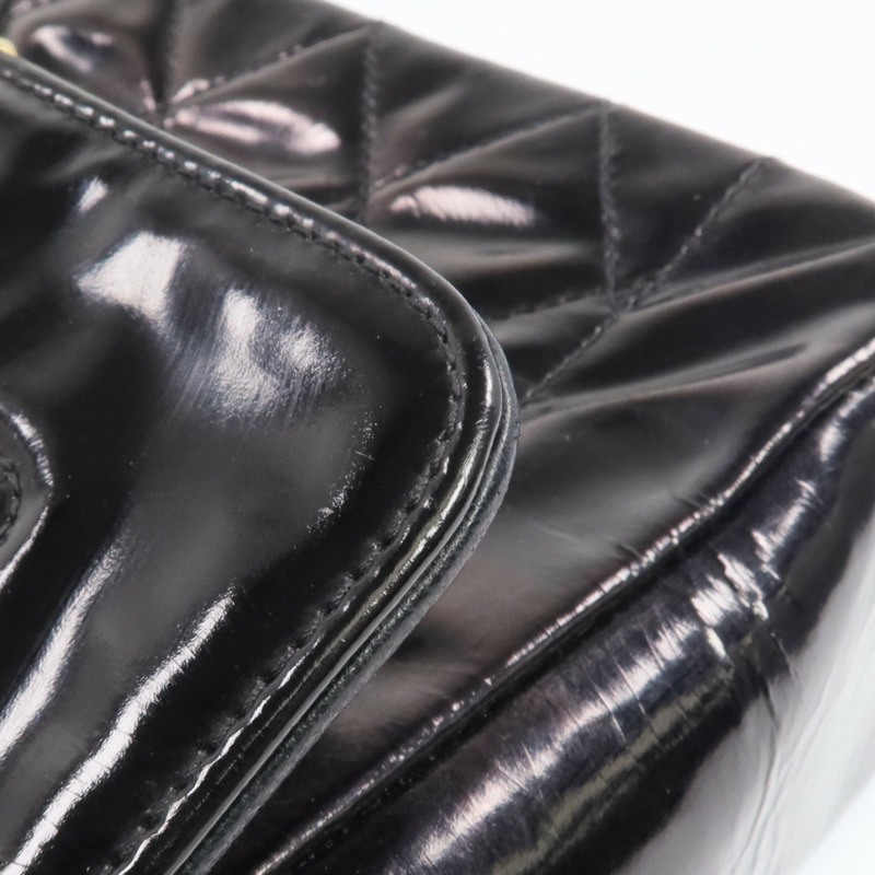CHANEL 漆皮皮革Vintage Chain Sholder Bag金扣鏈帶肩背袋-21